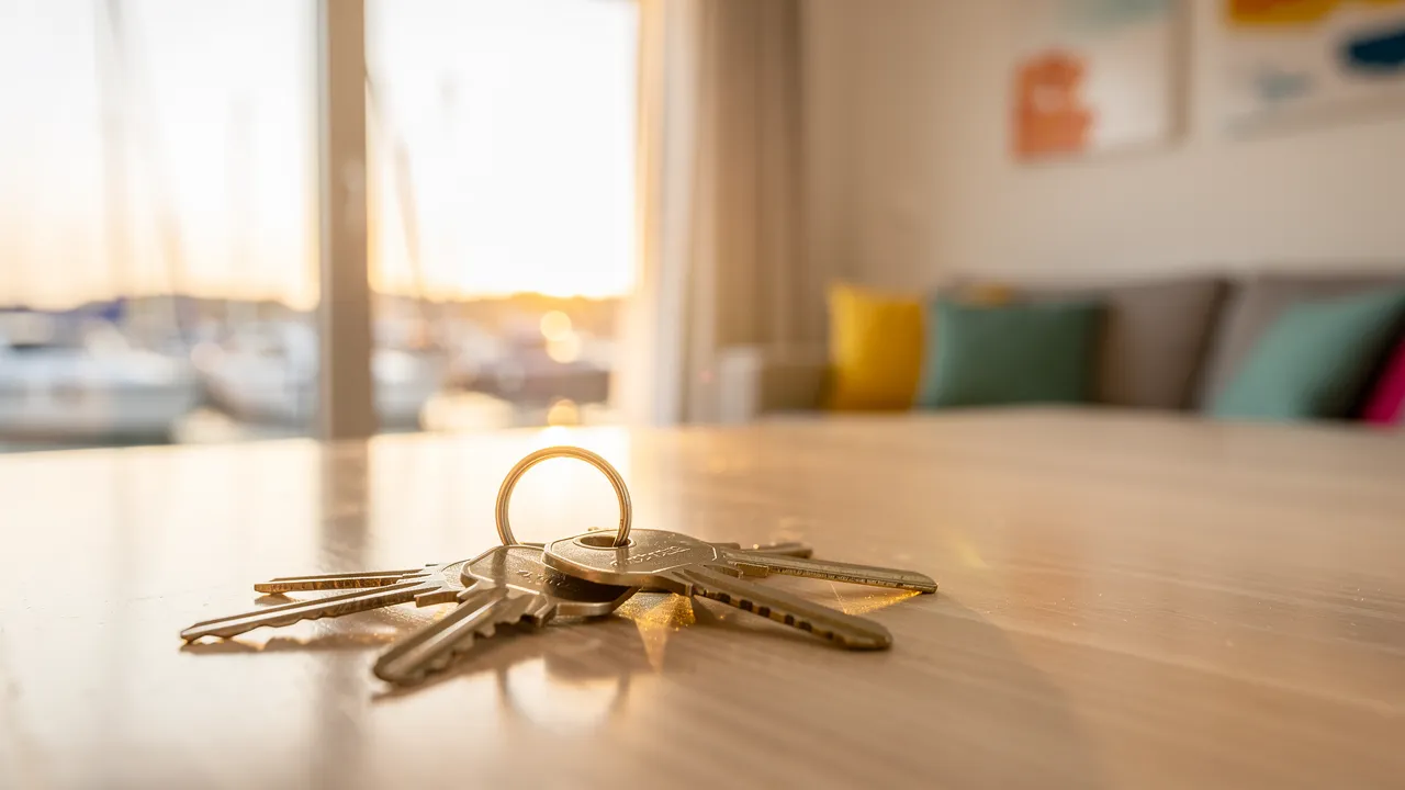 Trousseau de clés devant un logement de vacances à Saint-Cyprien