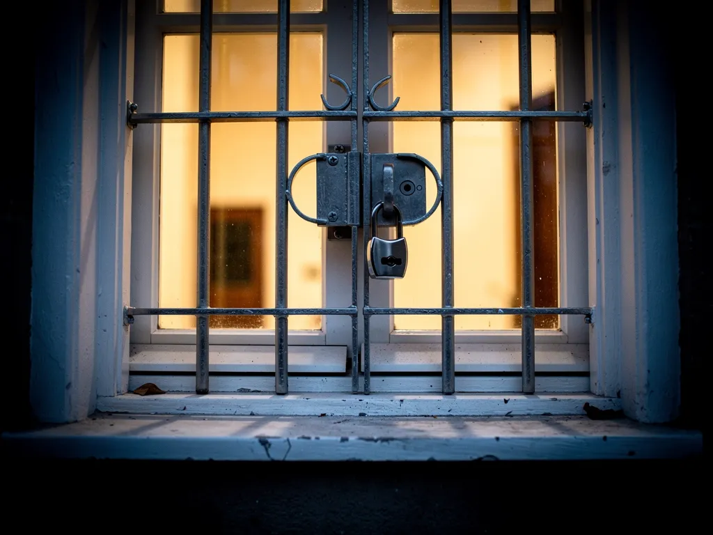 Fenêtre de rez-de-chaussée avec barreaudage de sécurité