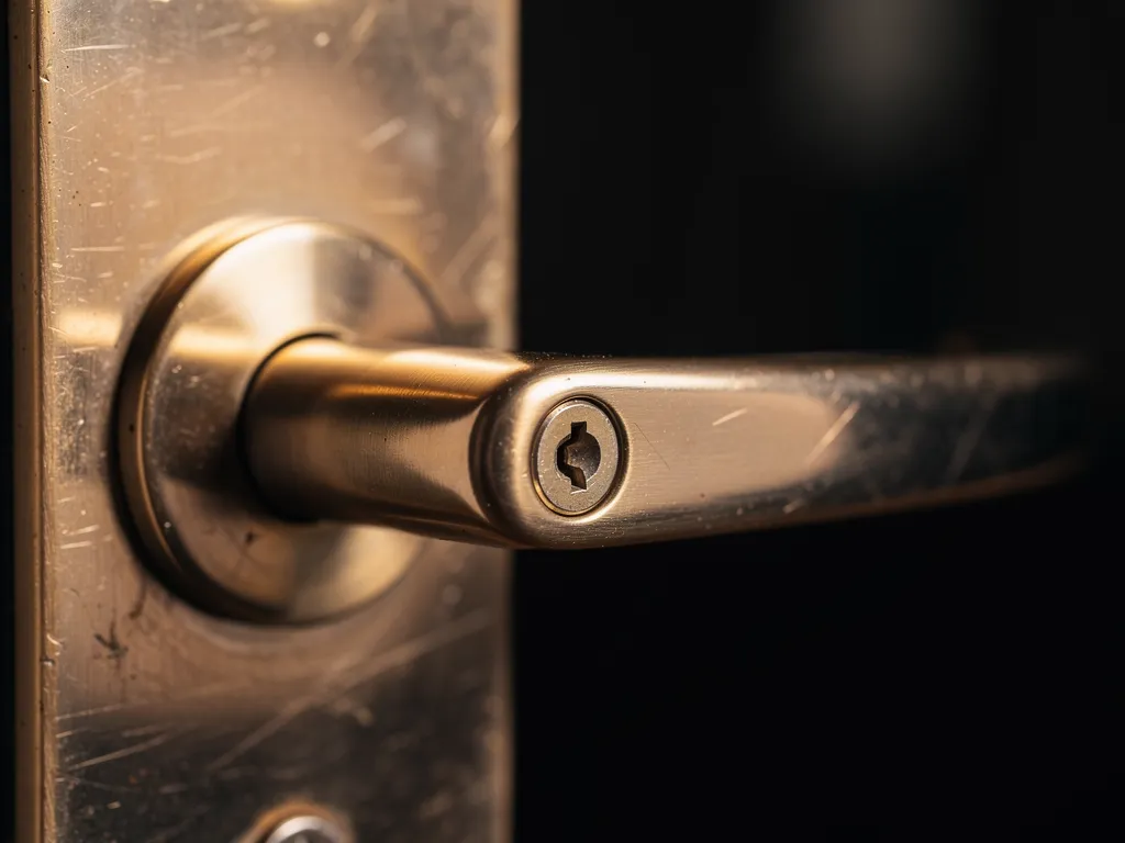 Poignée et serrure d'une porte d'entrée claquée