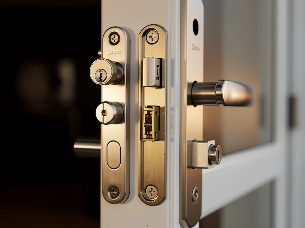 Serrure multipoints sur une porte d'entrée de maison de village
