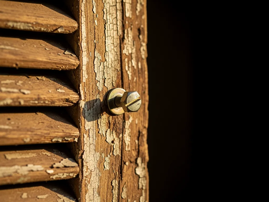 Volet en bois ancien équipé d'une fermeture de sécurité