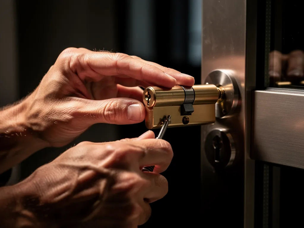 Cylindre de sécurité sur une porte d'entrée de résidence secondaire